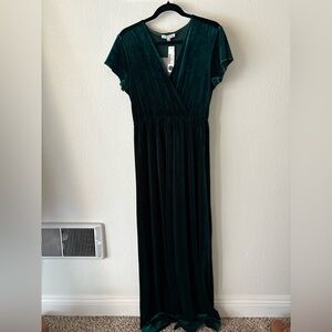 Green Velvet Maxi Dress
